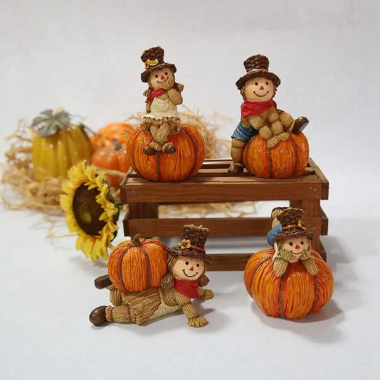 Pumpkin Scarecrow Ornaments - Unique Harvest Day Figurine for Boys & Girls