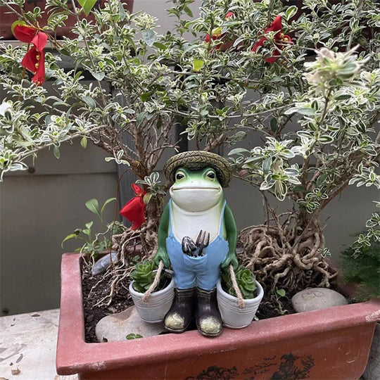 Statua da giardino di rane divertenti