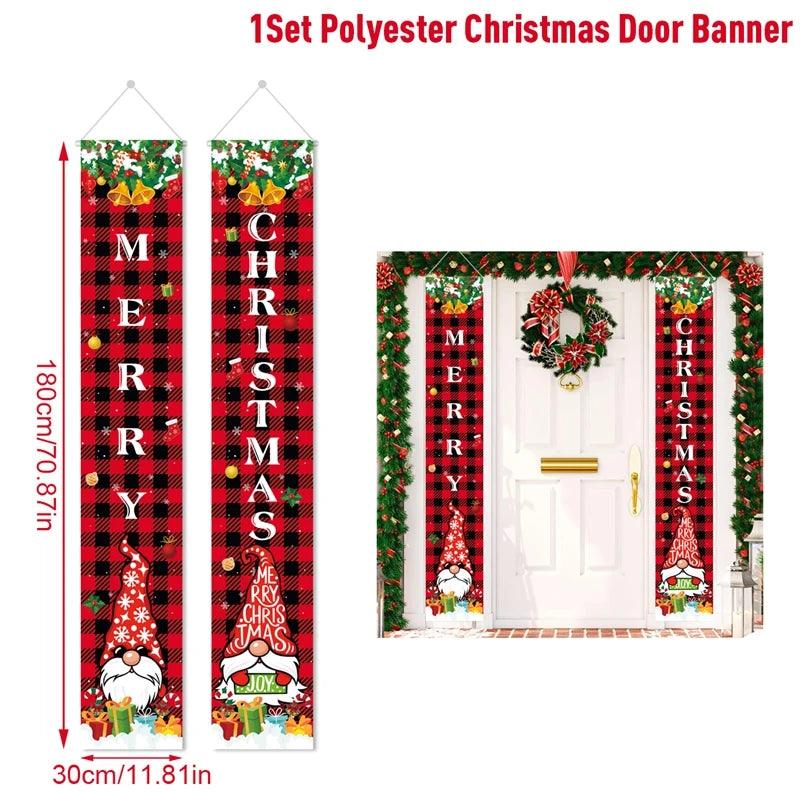 Vrolijk Kerstmis Deur Banier Decoratie - Kerstmis 2024 Decor voor Thuis