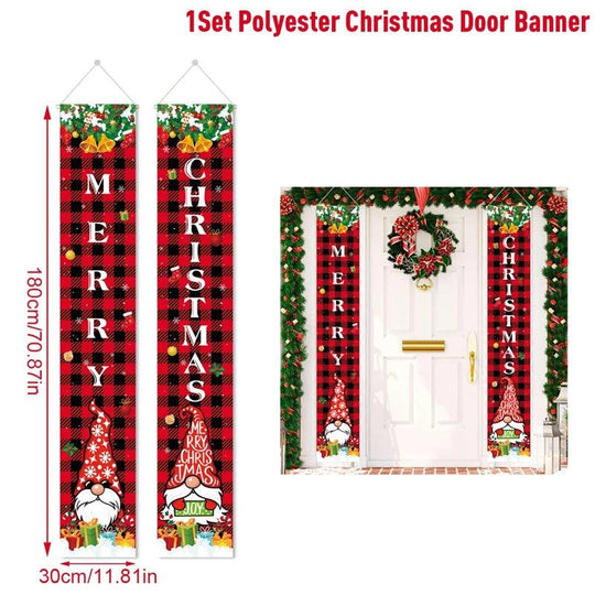 Vrolijk Kerstmis Deur Banier Decoratie - Kerstmis 2024 Decor voor Thuis