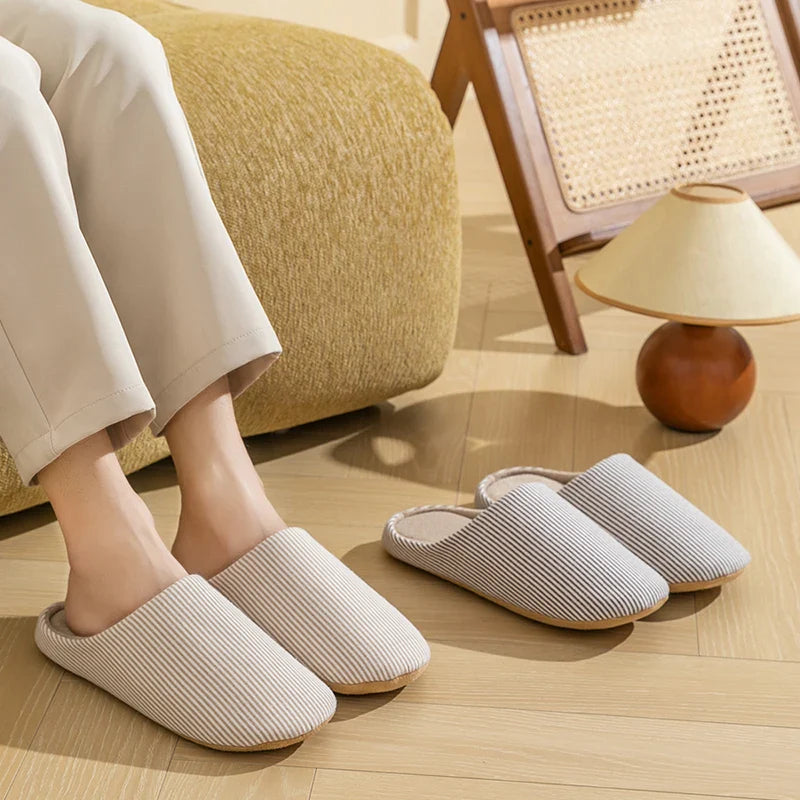 Unisex Striped Indoor Slippers