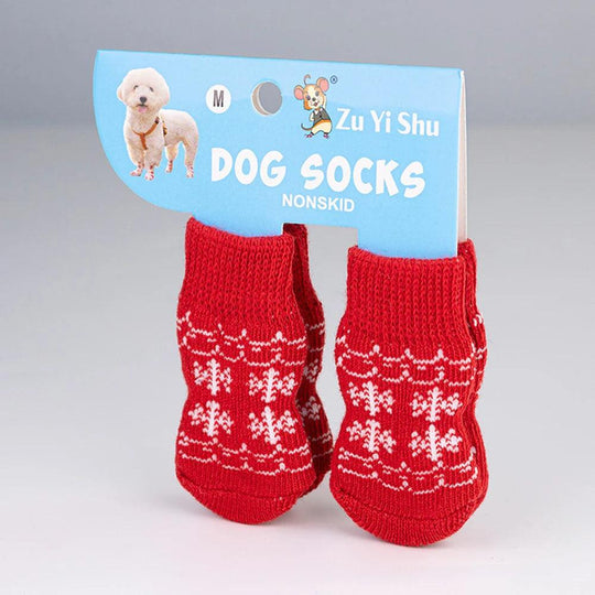 Set da 4 calzini antiscivolo per cani – Serie natalizia con stampa di Babbo Natale – Protettore per zampe carino per cuccioli