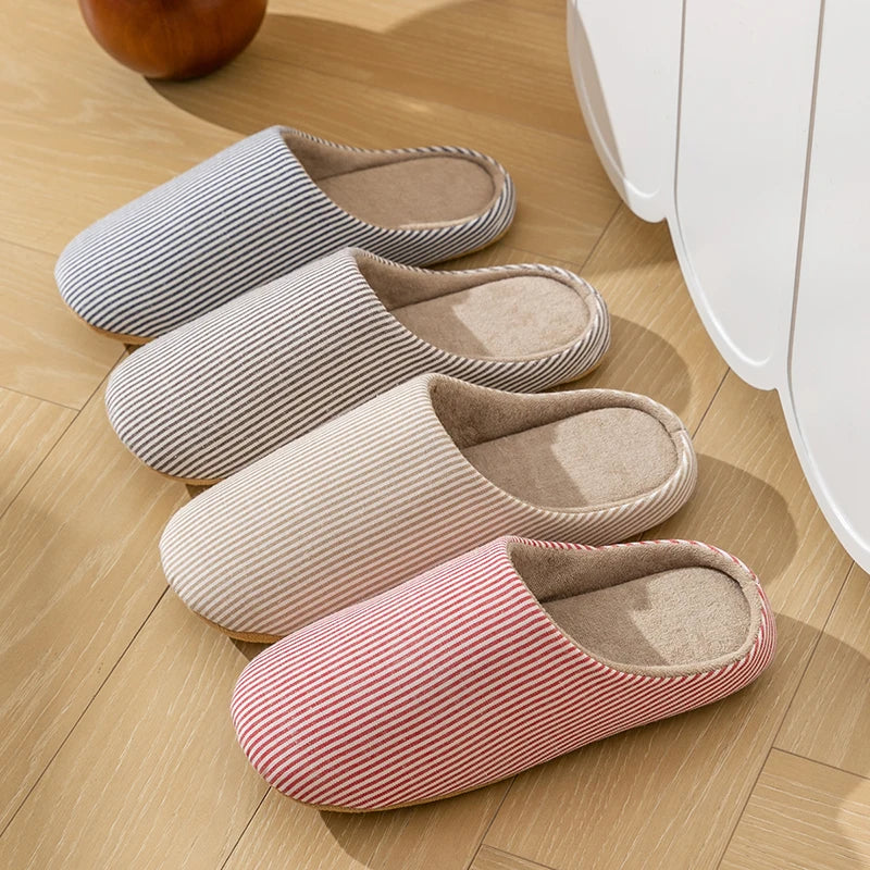Unisex Striped Indoor Slippers