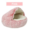 Round Cat Cushion – 2-in-1 Semi-Closed Soft Plush Pet Bed for Cats and Small Dogs