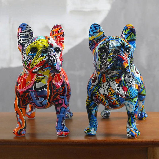 Colorful French Bulldog Wax Figurine - Pet Dog DIY Graffiti Craft & Desk Decoration
