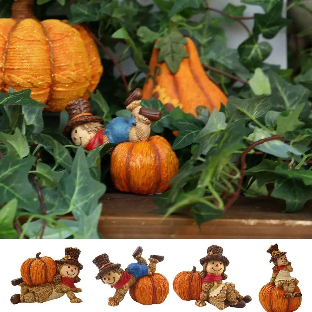 Pumpkin Scarecrow Ornaments - Unique Harvest Day Figurine for Boys & Girls