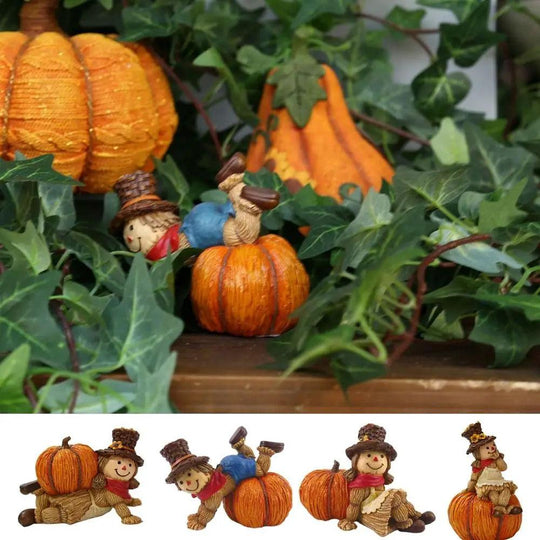 Pumpkin Scarecrow Ornaments - Unique Harvest Day Figurine for Boys & Girls