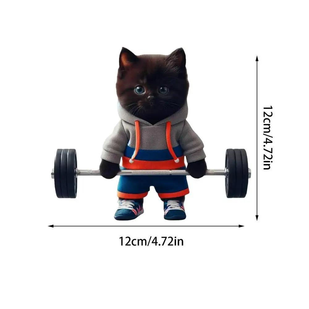 Sculpture of weightlifter cat