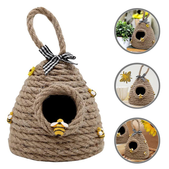 Creative Rope Woven Honeycomb Pendant Lamp - Bee Festival Balcony Bedroom Decoration, Beehive Coffee Straw Decor