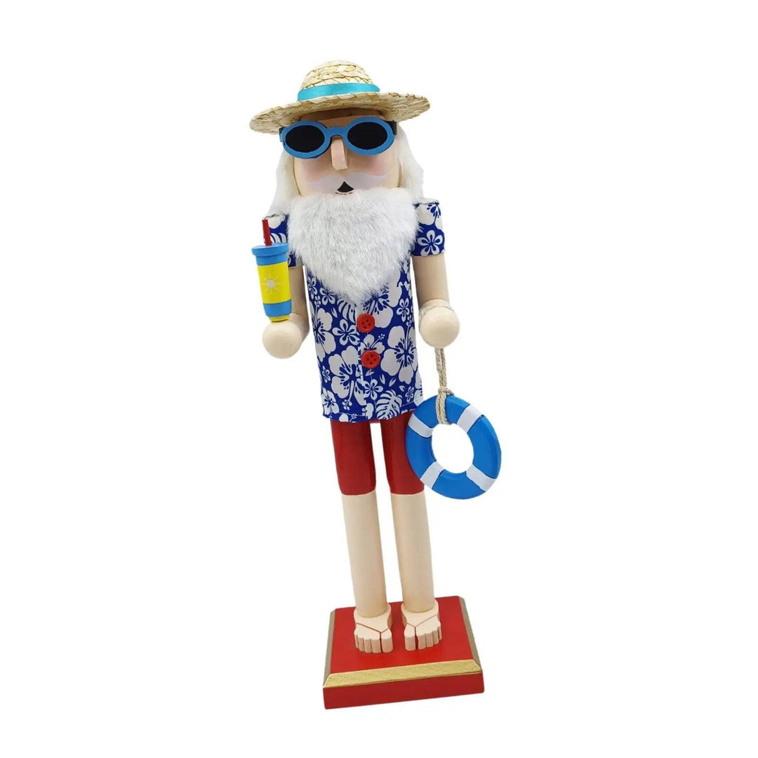 Schiaccianoci Babbo Natale da spiaggia in legno
