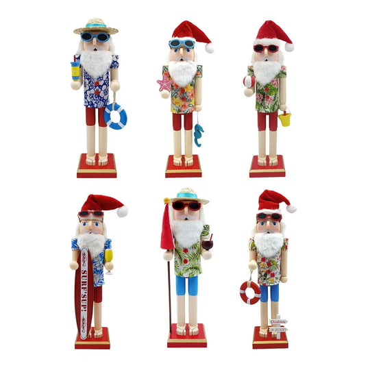 Schiaccianoci Babbo Natale da spiaggia in legno