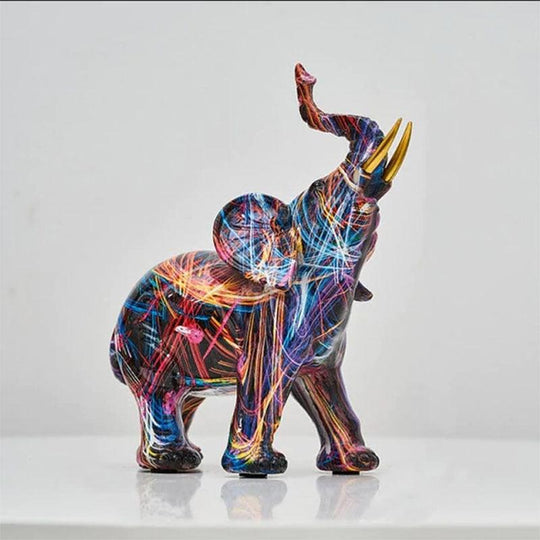 Sculpture d'éléphant colorée