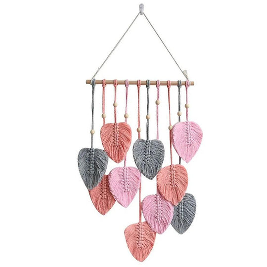 Tappeto da parete in macramè a foglia - Decorazione da camera boho, arazzo da parete tessuto estetico per casa, camera e decorazione per matrimoni in verde