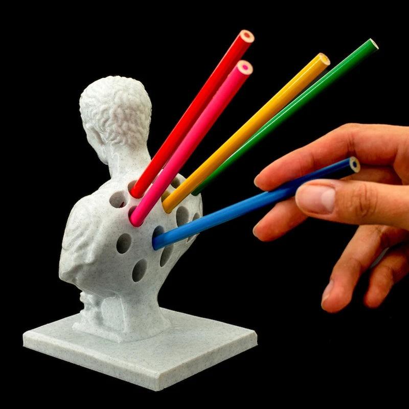 Portapenne Scultura Giulio Cesare - Organizzatore da Scrivania per Ufficio, Decorazione da Scrivania, Regalo per Insegnanti e Amanti della Cancelleria