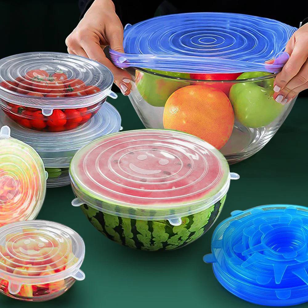 6 Stuks Siliconen Deksel Stretch Dekens voor Keuken, Magnetron, Voedsel Dekking, Komdeksels, Elastische Siliconen Lids Universeel Geschikt