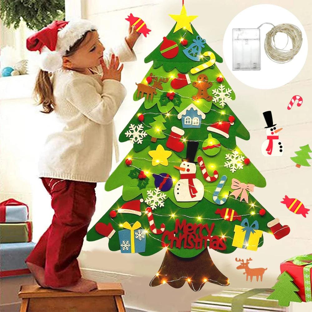 DIY Felt Christmas Tree - Christmas Decoration for Home 2022 Santa Xmas Kids Gifts