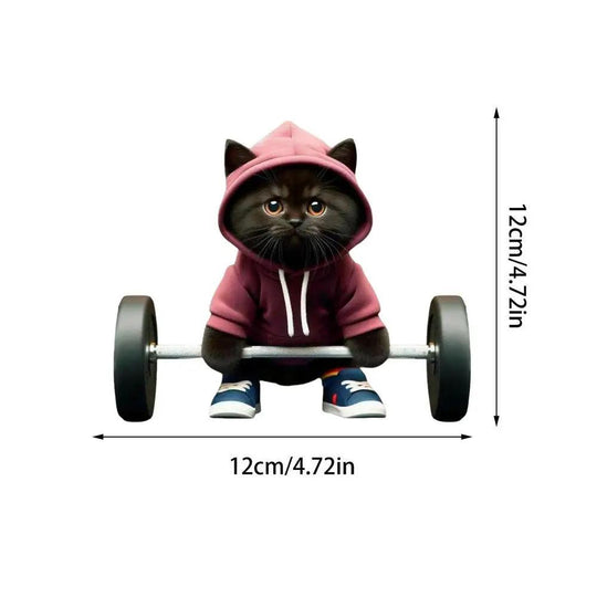 Sculpture of weightlifter cat