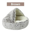 Round Cat Cushion – 2-in-1 Semi-Closed Soft Plush Pet Bed for Cats and Small Dogs