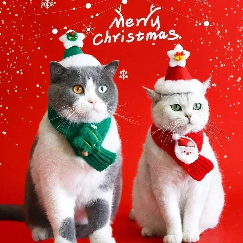 Cappello con polsino di Babbo Natale per animali domestici – Costume caldo lavorato a maglia per gatti e cani – Design cartone animato renna pupazzo di neve