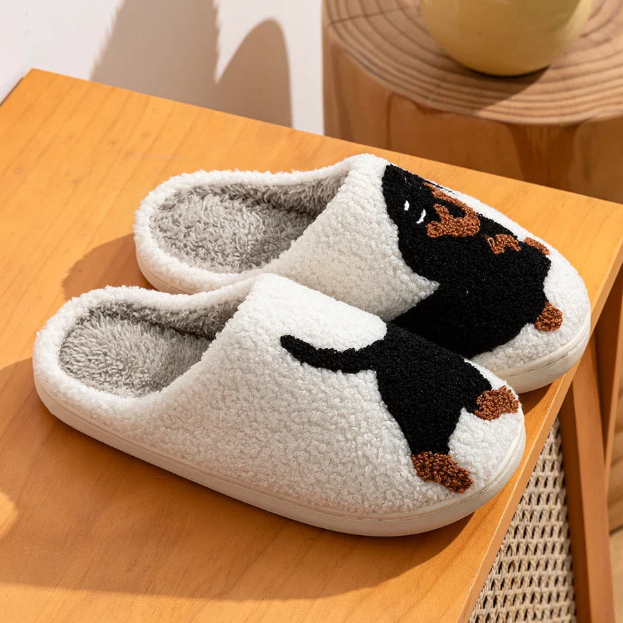 Unisex Slippers with Dog Pattern | Plush