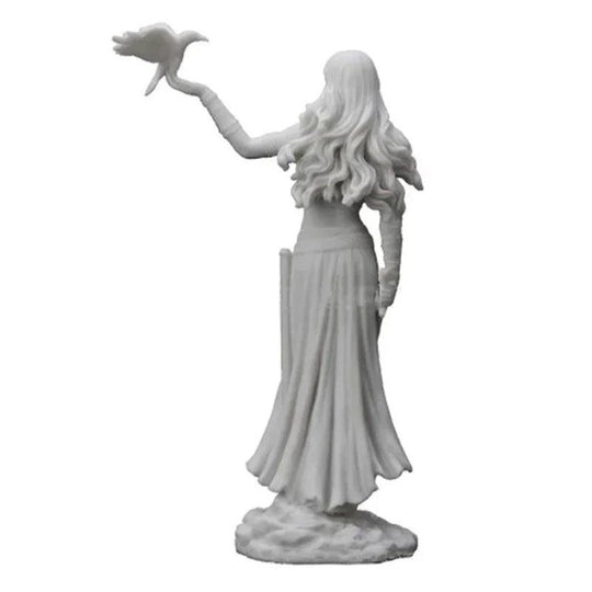 Goddess figurine with crow and sword