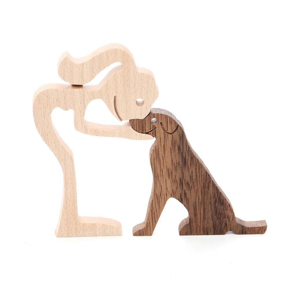 Wooden Puppy's Family Figurine - Dog Figure Table Decoration