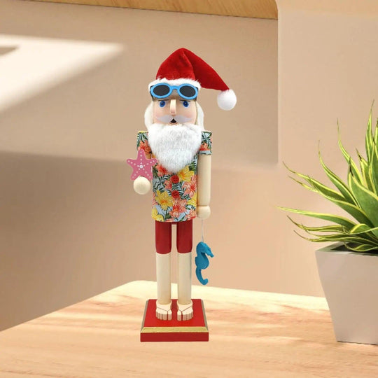 Schiaccianoci Babbo Natale da spiaggia in legno