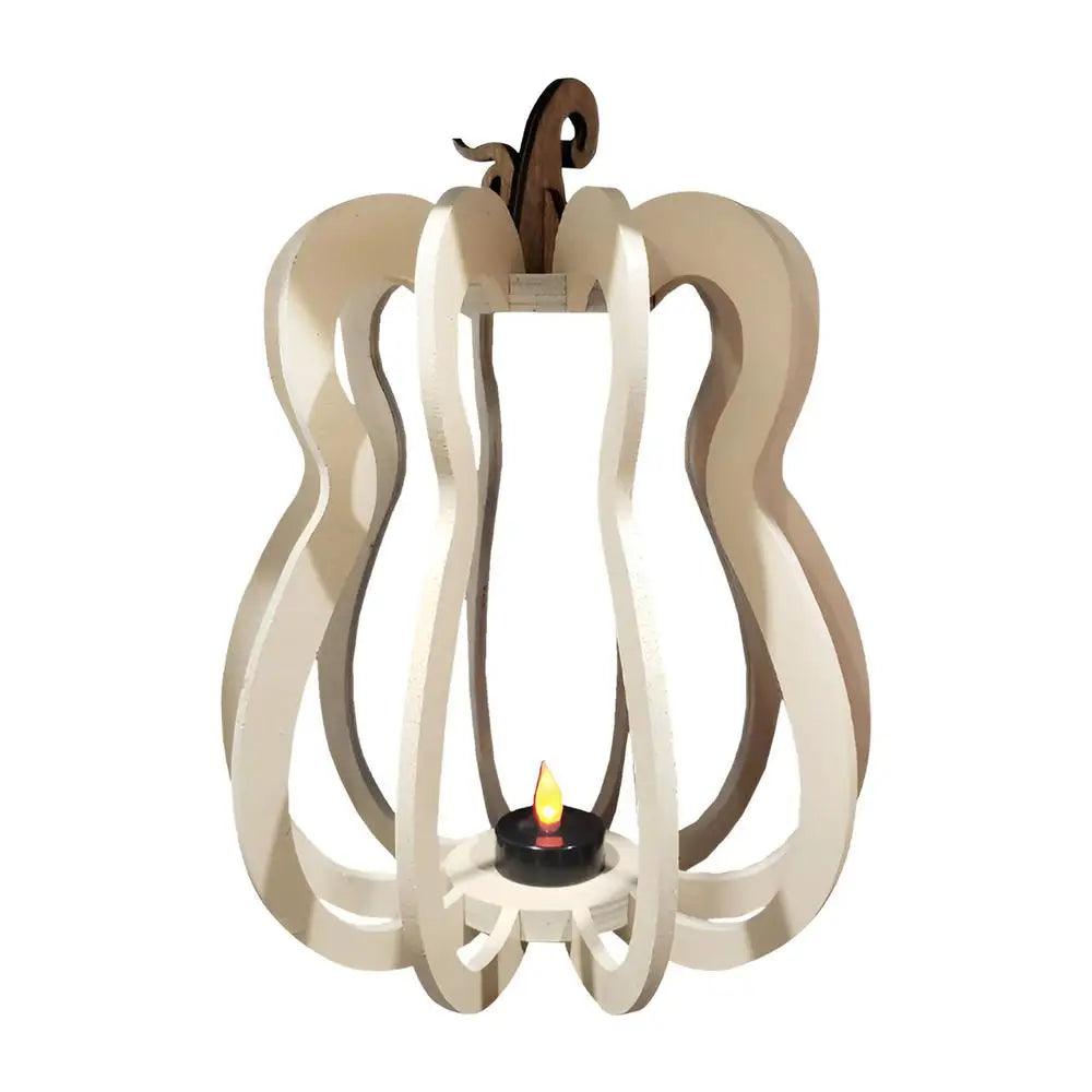 Lanterne à thé en bois en forme de citrouille - support créatif pour bougie d'automne