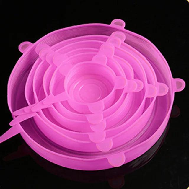 6 Stuks Siliconen Deksel Stretch Dekens voor Keuken, Magnetron, Voedsel Dekking, Komdeksels, Elastische Siliconen Lids Universeel Geschikt