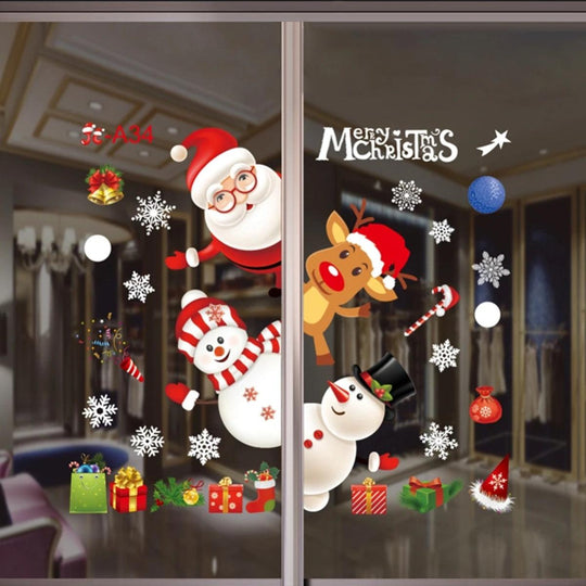 Kerst muurstickers - Vrolijk Kerstfeest decoratie voor thuis 2024 | Kerst ornamenten voor Nieuwjaar 2025