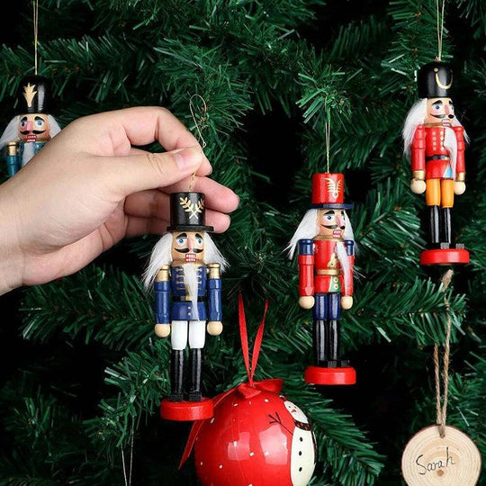 6 pezzi Mini Schiaccianoci in Legno – Decorazioni e Ornamenti per Albero di Natale