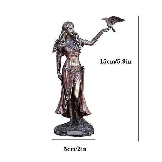 Goddess figurine with crow and sword