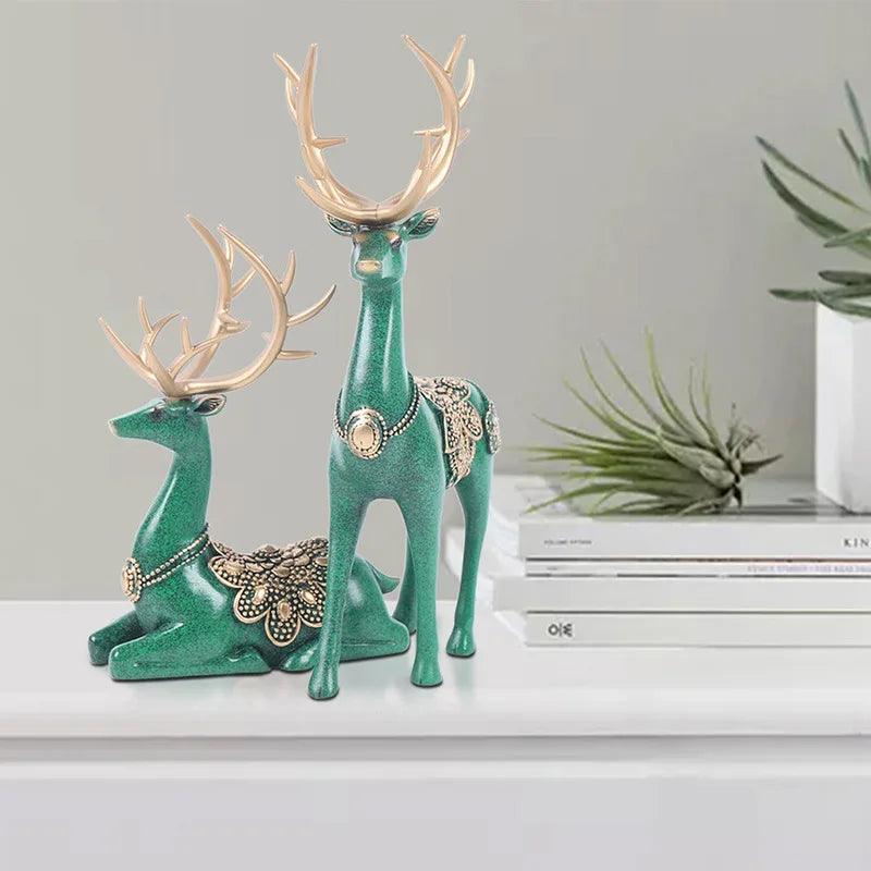 Luxe Grote Herten Resin Beeld | Vintage Boekenhoek & Bureau Decoratie | Woonkamer & Kantoor Kunstfiguren