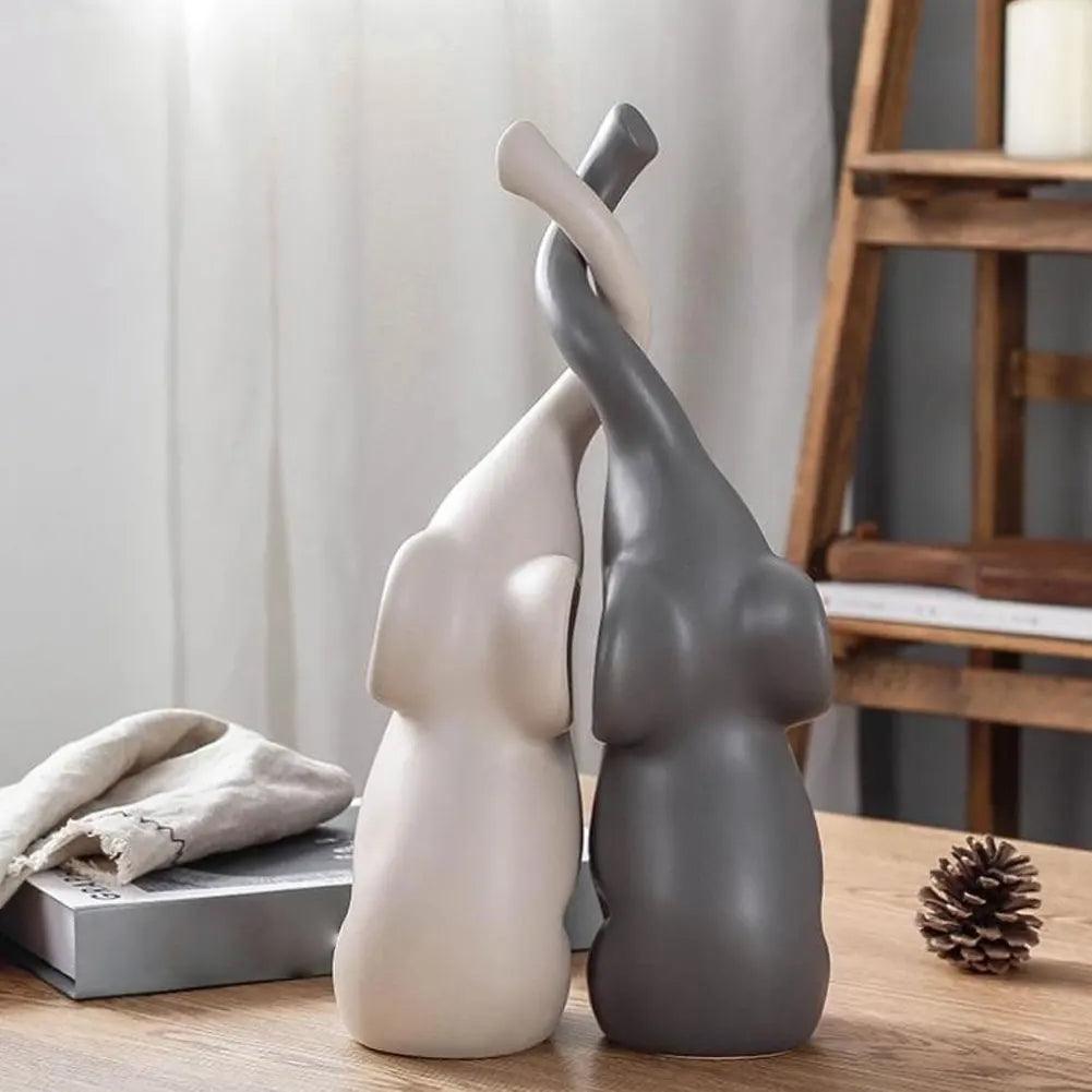 Figurines d'éléphants en céramique