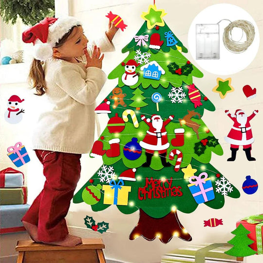 DIY Felt Christmas Tree - Christmas Decoration for Home 2022 Santa Xmas Kids Gifts