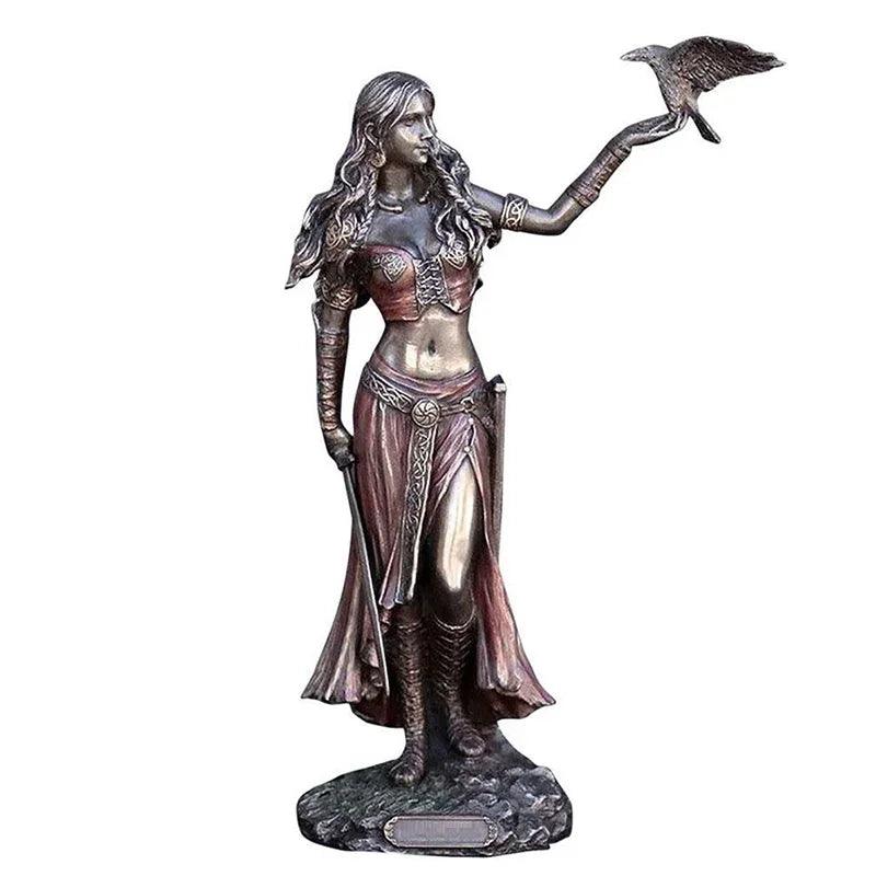 Goddess figurine with crow and sword