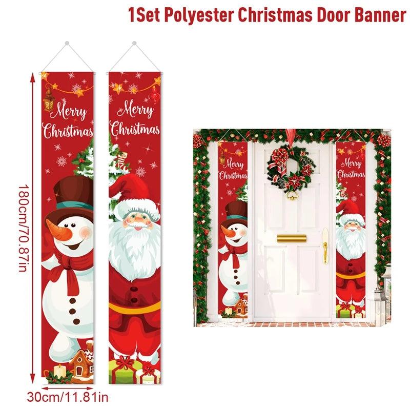 Vrolijk Kerstmis Deur Banier Decoratie - Kerstmis 2024 Decor voor Thuis