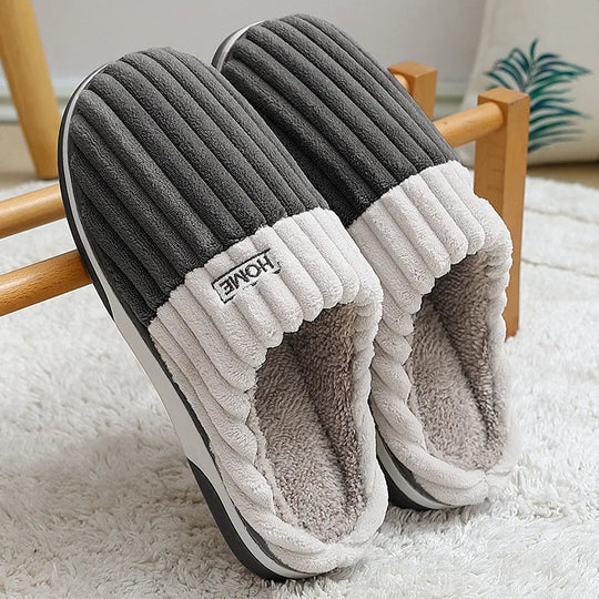 Pantoufles rayées confortables pour hommes | Hiver