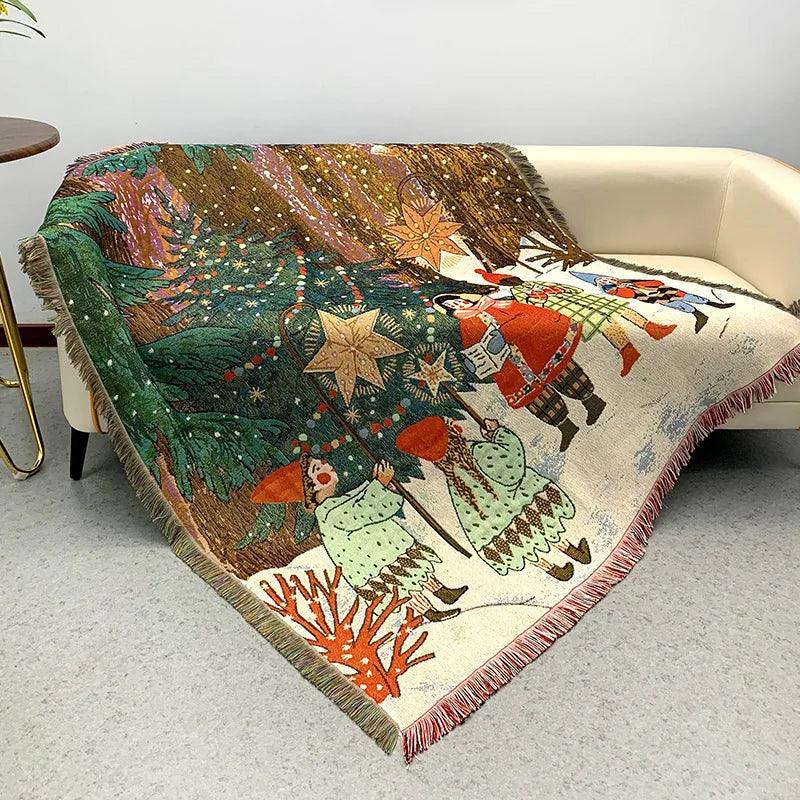 Coperta regalo di Capodanno 2024 – Schiaccianoci Albero di Natale Stella Copriletto e Plaid in pile morbido per decorazioni natalizie a casa