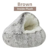 Round Cat Cushion – 2-in-1 Semi-Closed Soft Plush Pet Bed for Cats and Small Dogs