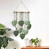 Leaf Macramé Wandkleed - Boho Kamerdecoratie, Geweven Aesthetisch Wandtapijt voor Huis, Kamer & Bruiloft Versiering in Groen