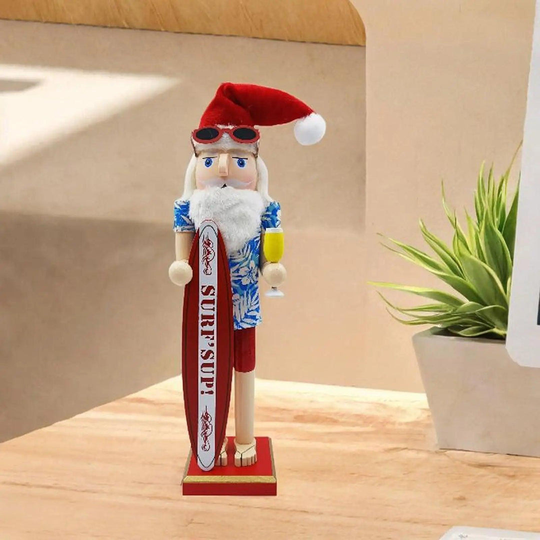 Schiaccianoci Babbo Natale da spiaggia in legno