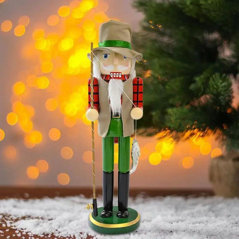 Wooden nutcracker fisherman ornament
