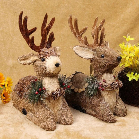 Rustic sitting reindeer for home & garden decoration