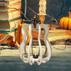 Houten theelichtlantaarn in de vorm van een pompoen - creatieve houder voor herfstkaarse
