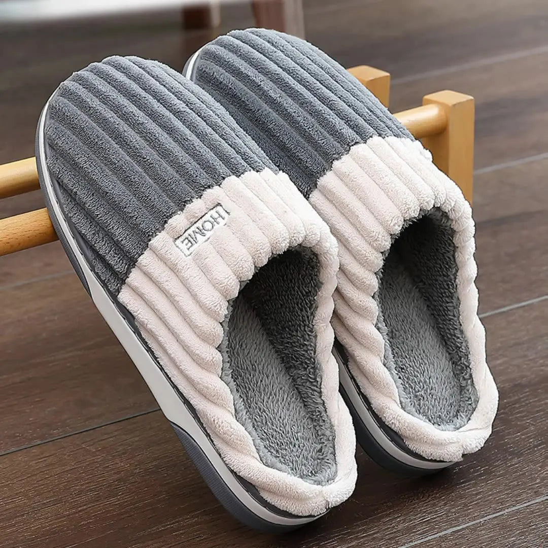 Pantoufles rayées confortables pour hommes | Hiver