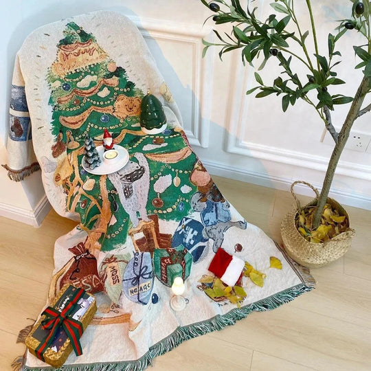 Coperta regalo di Capodanno 2024 – Schiaccianoci Albero di Natale Stella Copriletto e Plaid in pile morbido per decorazioni natalizie a casa