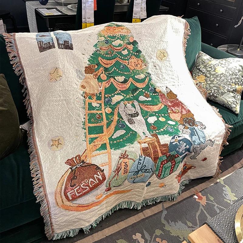 Coperta regalo di Capodanno 2024 – Schiaccianoci Albero di Natale Stella Copriletto e Plaid in pile morbido per decorazioni natalizie a casa