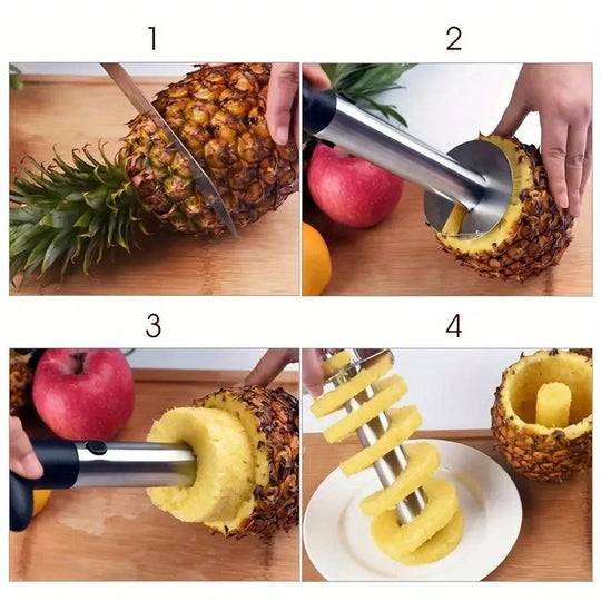 Rimuovi nocciolo di ananas in acciaio inossidabile e taglierina - Coltello affilato sbucciatore e separatore di frutta, strumento essenziale da cucina