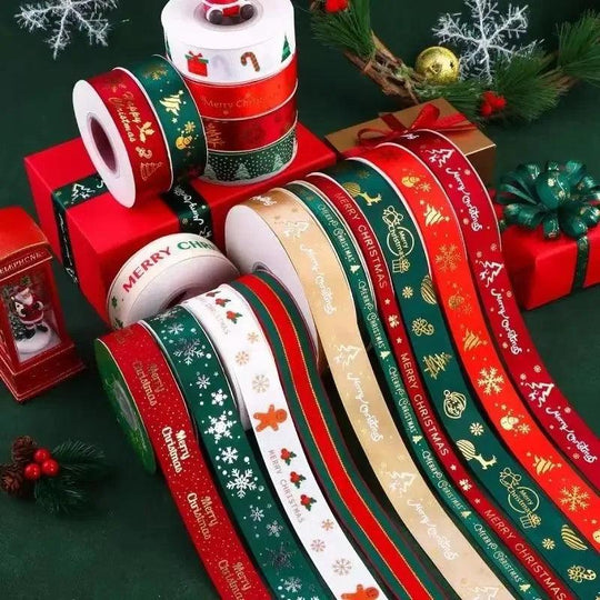 5 Yards Christmas Ribbon – Printed Polyester Ribbon for Decoration and DIY